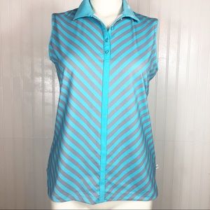 Lady Hagen sleeveless striped blue gray tank top